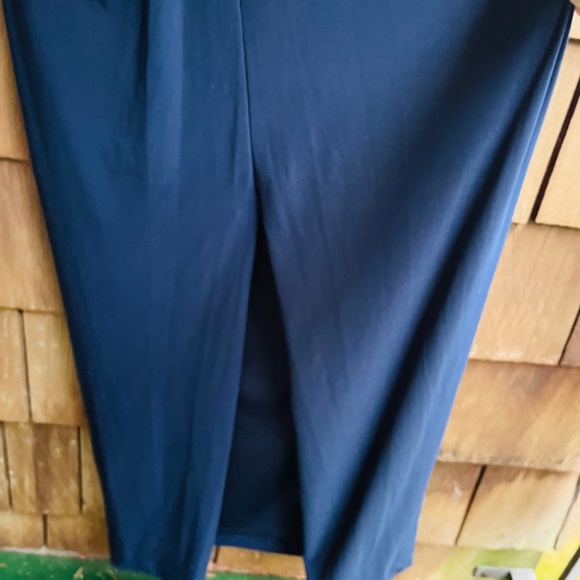 B&A By Betsy & Adam Lace-Sleeve Square-Neck Gown Women's 14 Navy Zip Closure~ - Picture 12 of 15